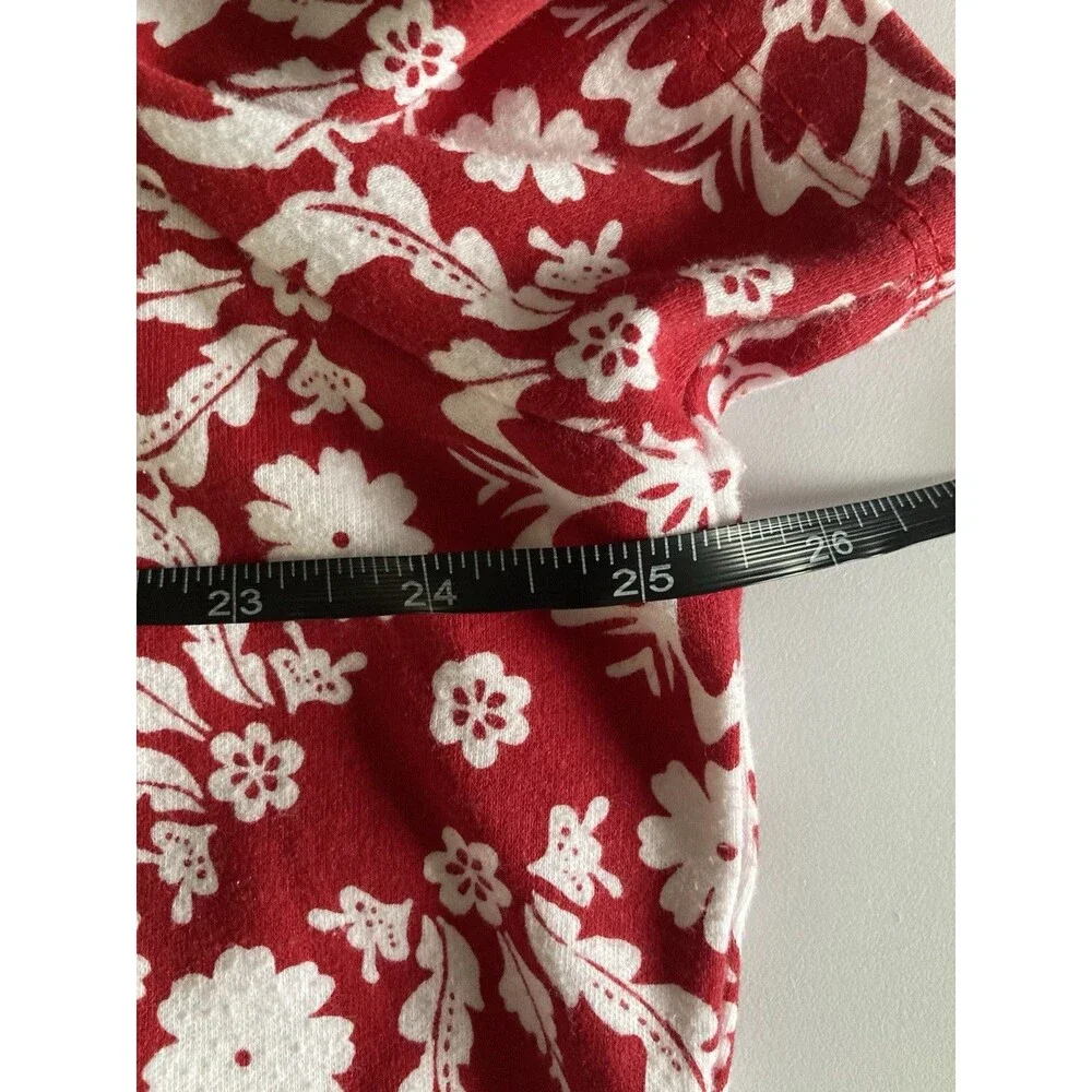 Rebecca Malone Woman Top 3X Plus Red White Floral Casual Stretch Short Sleeved